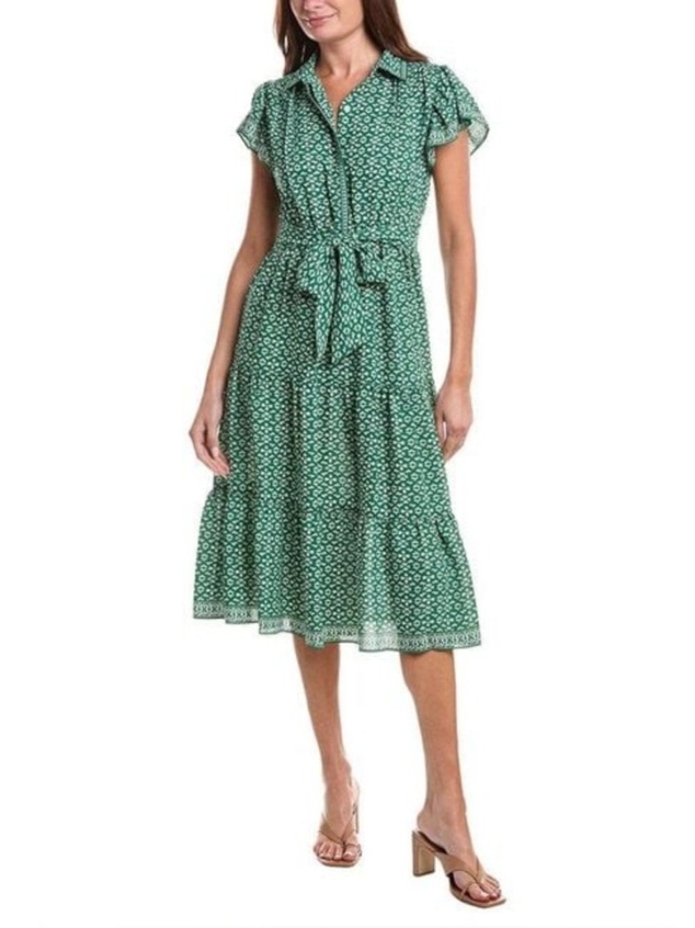 Max Studio Green Floral Wrap Dress
